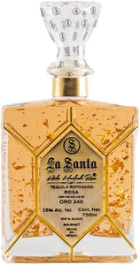 Tequila LA SANTA reposado Rosa (Pink) 100% Agave - 750ml GOLD 24 K