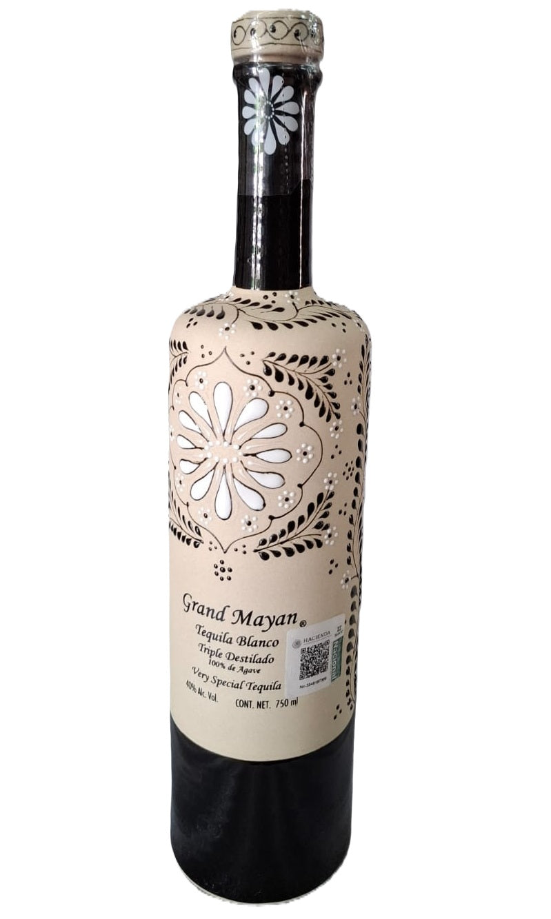Tequila Grand Mayan Blanco Triple Destilado 100% Agave - 750ml Edición Cilíndrica