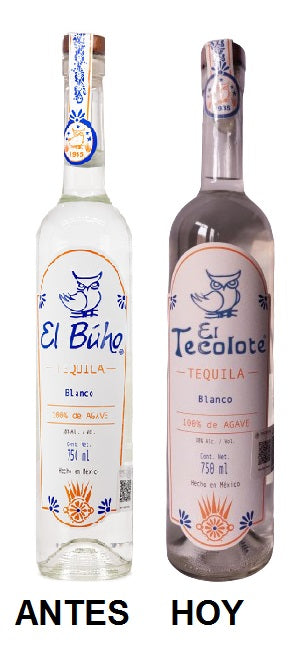 Tequila EL TECOLOTE BLANCO antes: (El Búho Blanco) 100% Agave 750 ml