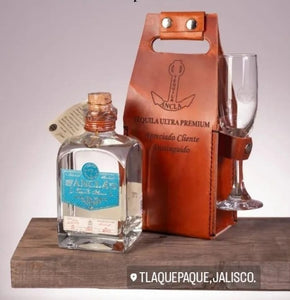 Tequila ANCLA Blanco 100% Agave - 750ml CON MINIATURA, FUNDA DE PIEL, COPA