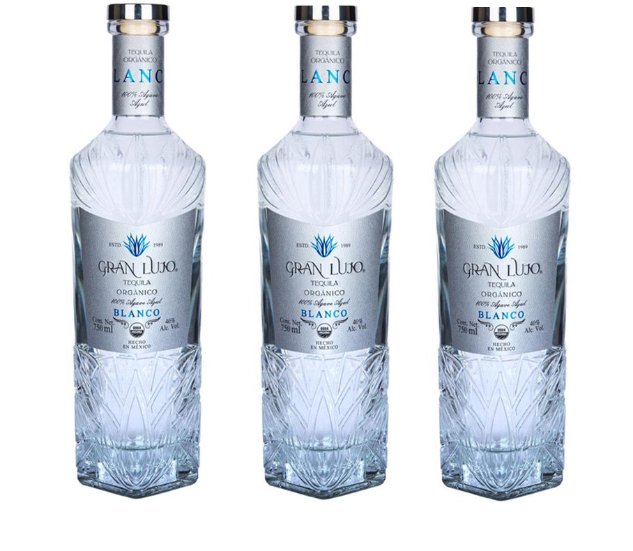 Tequila GRAN LUJO ORGÁNICO Blanco 100% Agave - 750ml ORGÁNICO (Pack con 3 botellas))