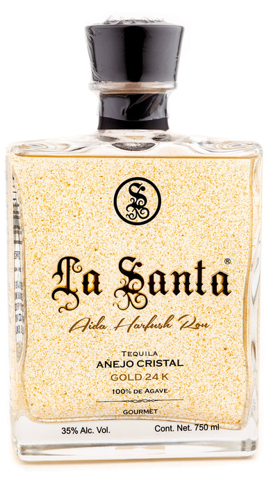 Tequila LA SANTA añejo Cristalino 100% Agave - 750ml GOLD 24 K