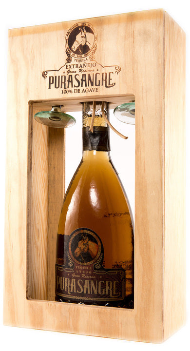 Tequila Purasangre Extra Añejo 5 Años (con estuche de madera y 2 copas) 100% Agave - 750ml